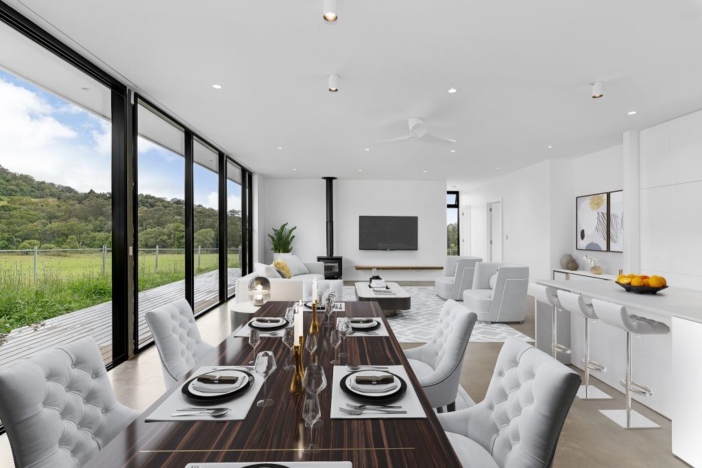 Elegant Kitchen and Living Room Area